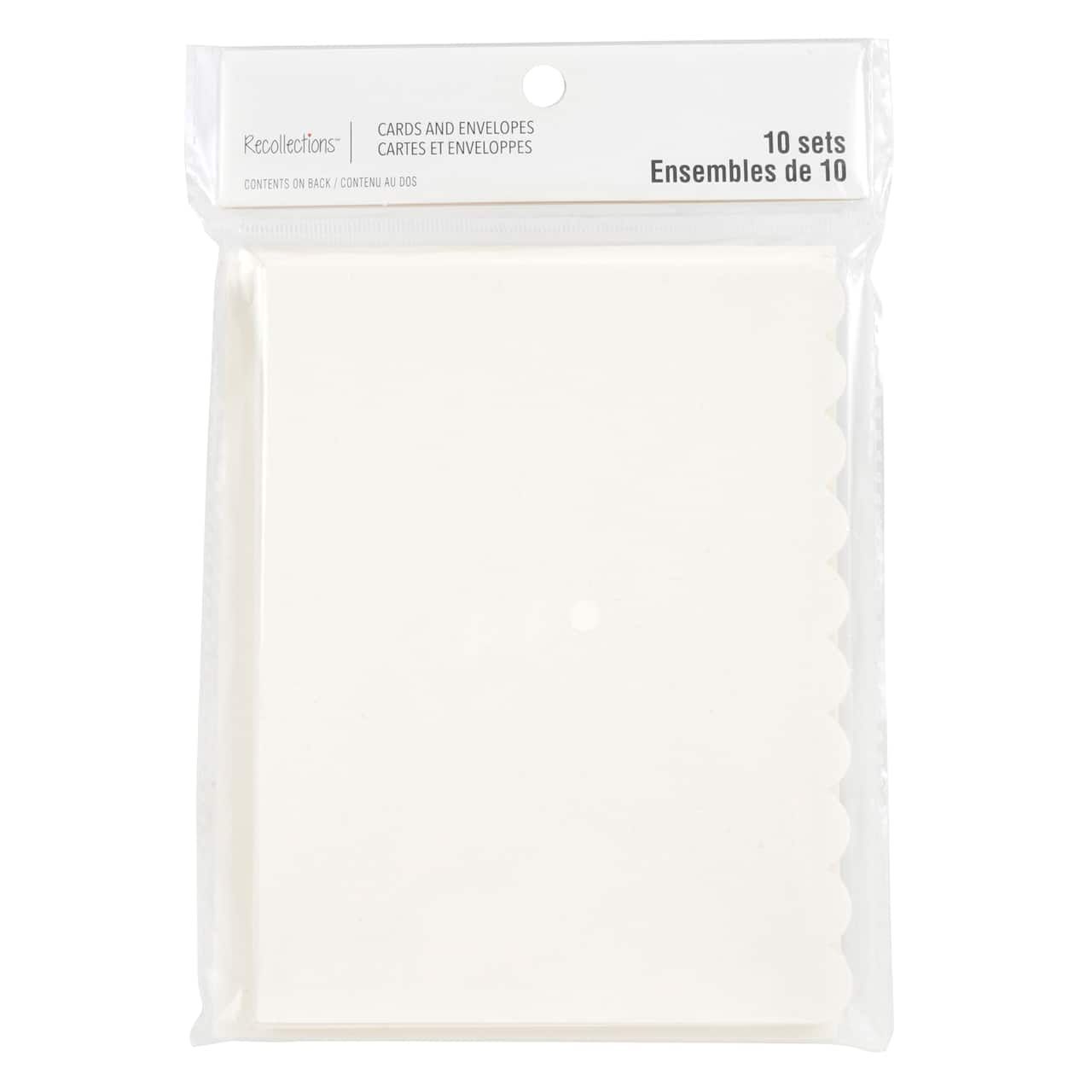 12 Packs: 10 ct. (120 total) 4.25" x 5.5" Ivory Scalloped Cards & Envelopes by Recollections™